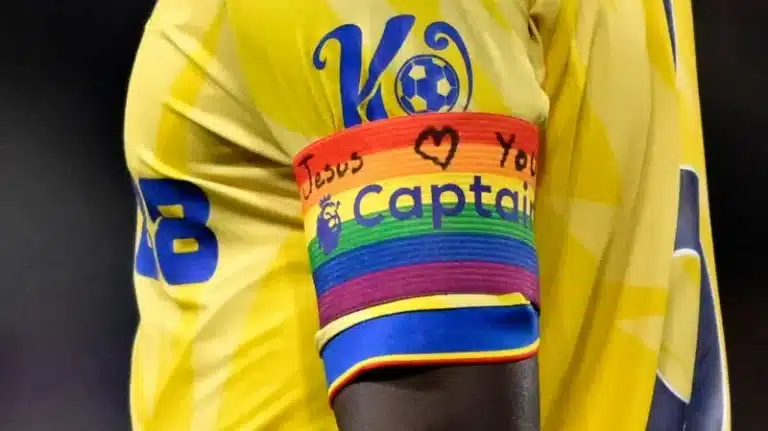 Nevertheless, his most recent armband, worn during the match against Ipswich Town on Tuesday night, carried a similar yet slightly different message that read Jesus loves you.