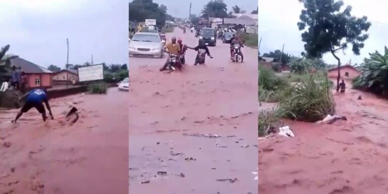 Flooding in Ekpoma sweeps man away as others cling to tree for safety