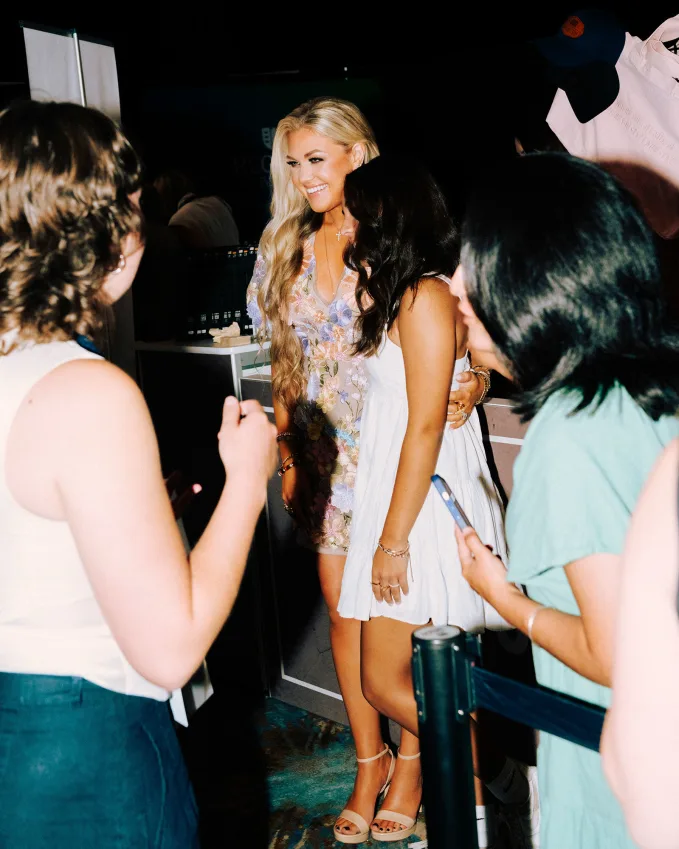 Erika Kirk meets with attendees at the Turning Point USA Young Women's Leadership Summit in Grapevine, Texas, on June 14, 2025. Jake Dockins/The New York Times/Redux